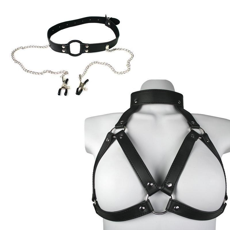 Harness with Gag & Nipple Clamps Set - Xoxomoving