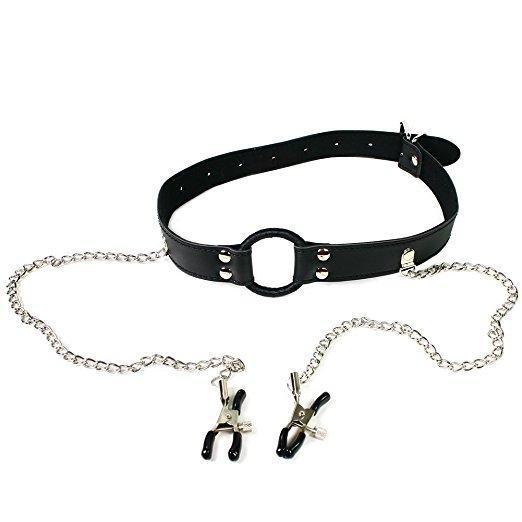 Harness with Gag & Nipple Clamps Set - Xoxomoving