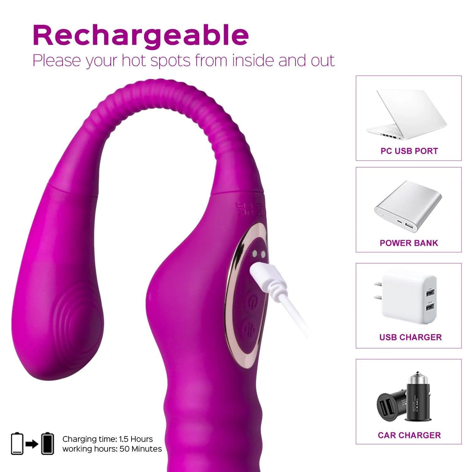 HAZEL Strapless Strap-on Thrusting Dildo G-spot Vibrator Tapping Clit Stimulator - Xoxomoving