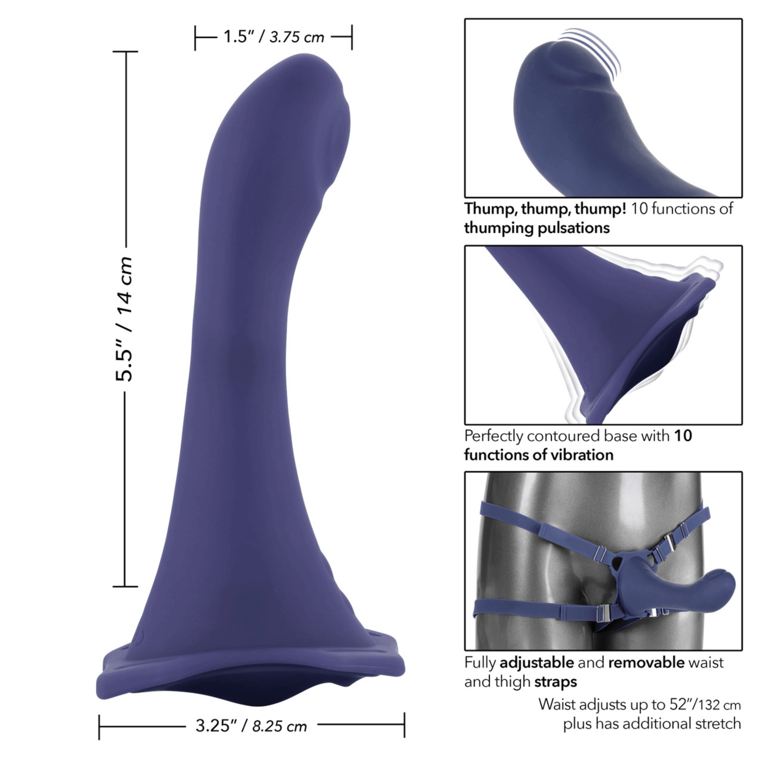 Her Royal Harness ME2 Thumper Strap-On with Silicone Rechargeable Dildo - Blue - Xoxomoving