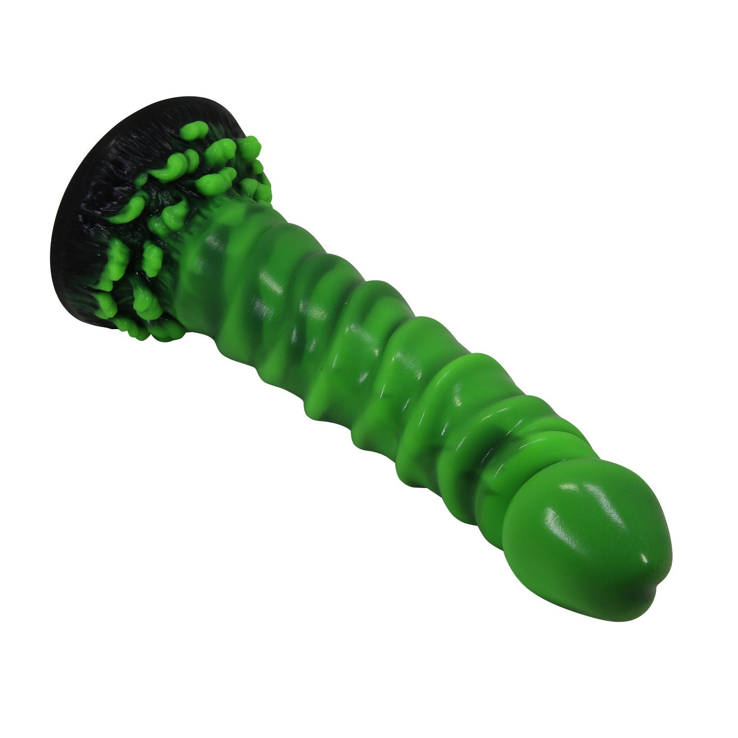 Monster Silicone Dildo with Suction Cup Fantasy Design in Green