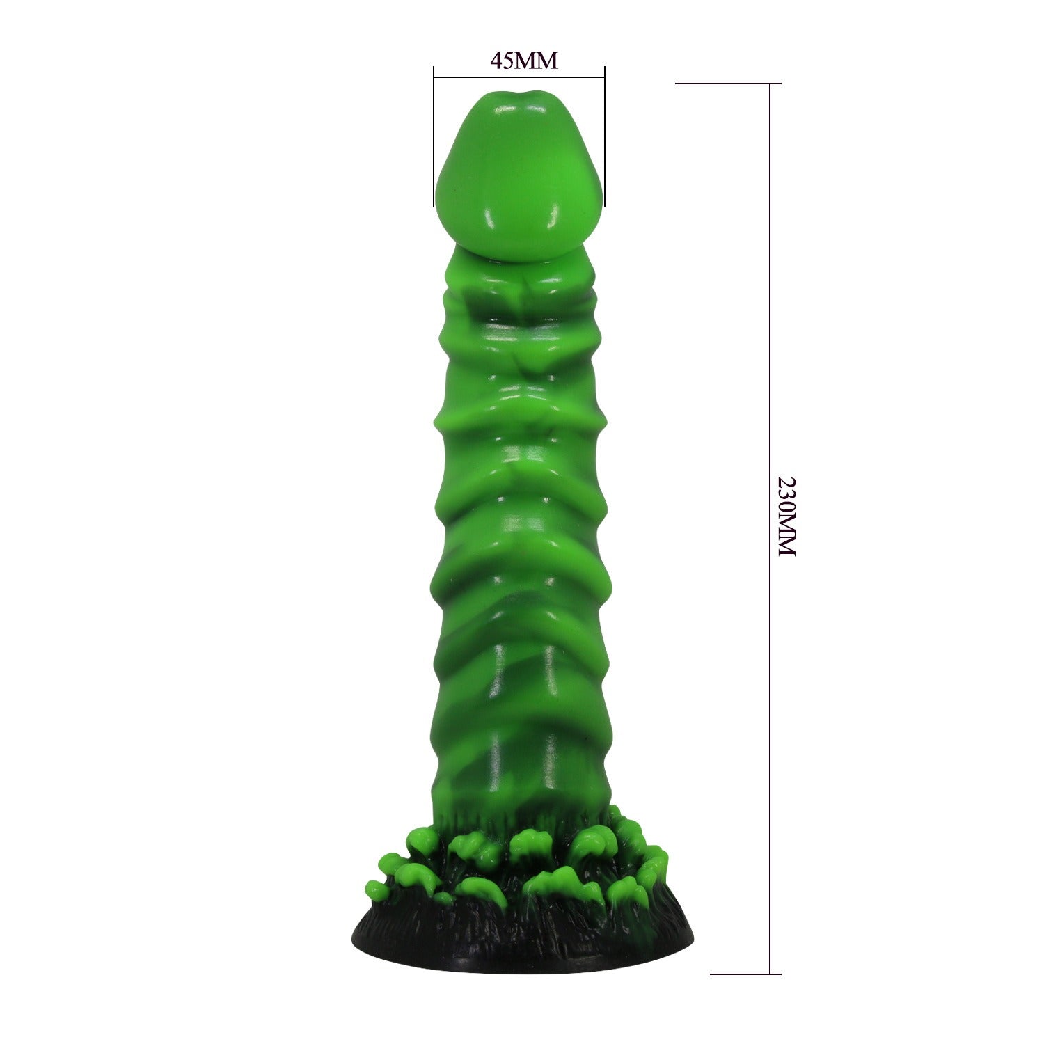 Monster Silicone Dildo with Suction Cup Fantasy Design in Green