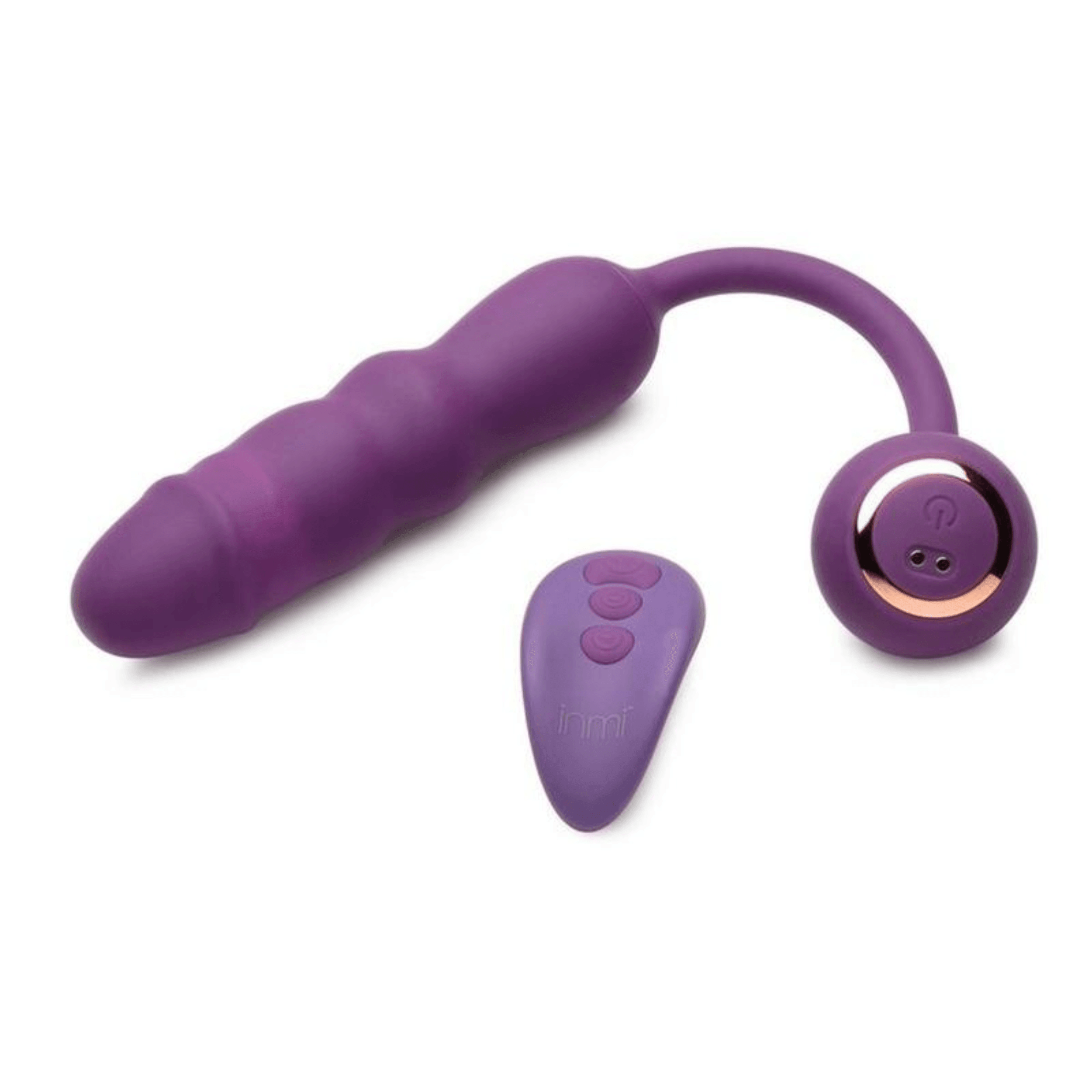 Inmi Thrust Thumper Rechargeable Silicone Vibrator with Remote Control - Purple - Xoxomoving