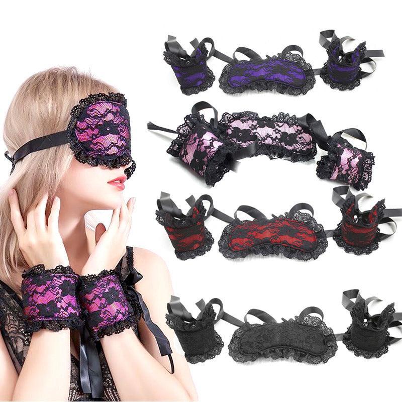 Intimate Bondage Kit For Couples - Silk Lace Blindfold & Cuff Set - Xoxomoving