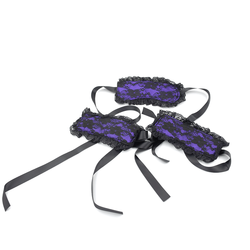 Intimate Bondage Kit For Couples - Silk Lace Blindfold & Cuff Set - Xoxomoving