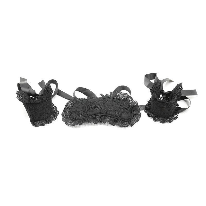 Intimate Bondage Kit For Couples - Silk Lace Blindfold & Cuff Set - Xoxomoving