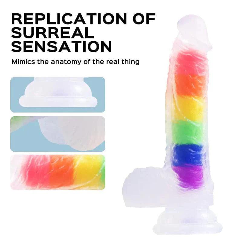 Julian - 5.4-inch Rainbow Jelly Realistic Suction Cup Dildo - Xoxomoving