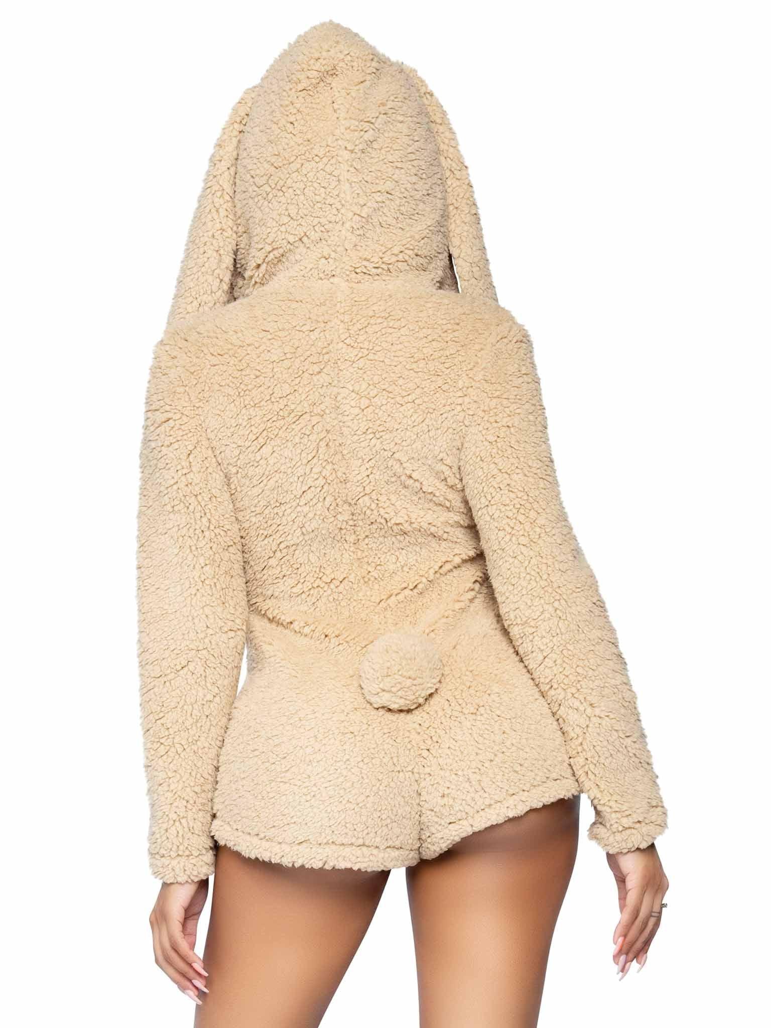 Leg Avenue Cuddle Bunny Ultra Soft Zip Up Teddy Romper - Three Sizes Available! - Xoxomoving