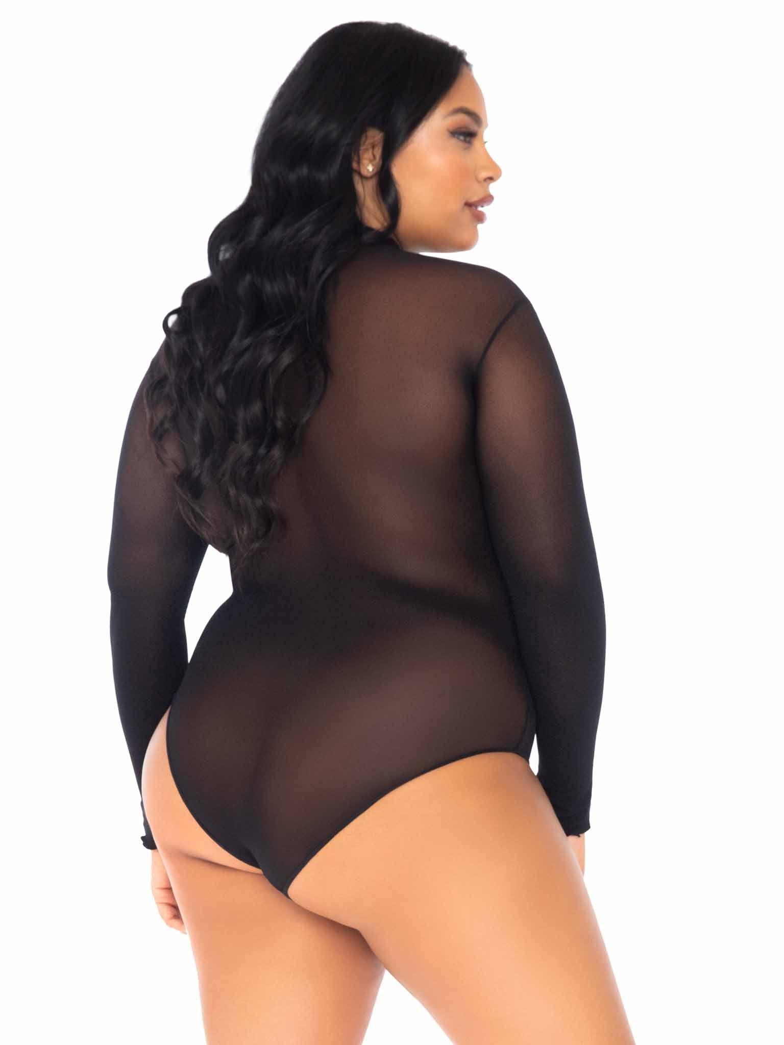 Leg Avenue Sheer High Neck Long Sleeved Bodysuit - Xoxomoving