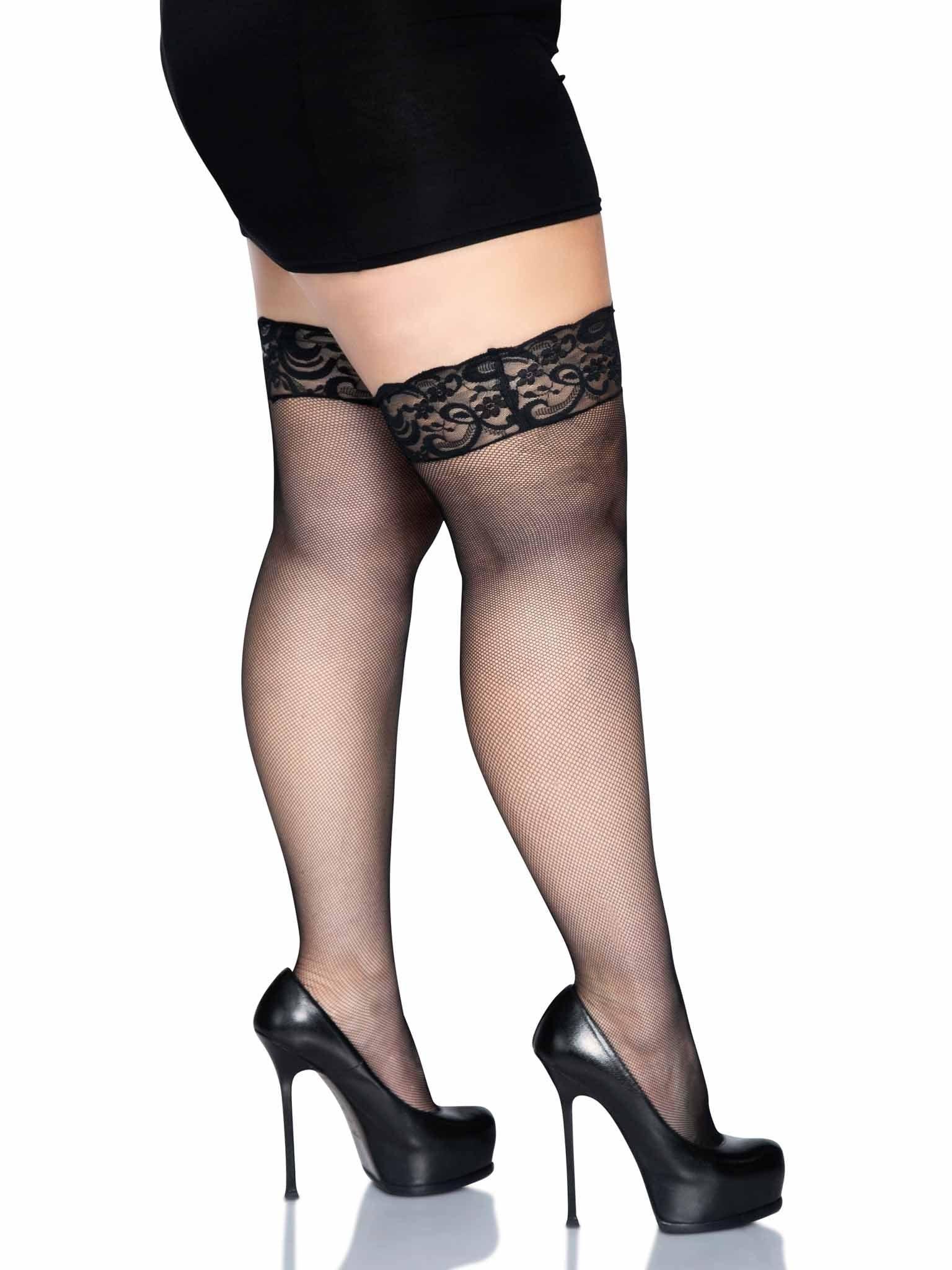 Leg Avenue Stay Up Lace Top Micro Net Thigh Highs - Xoxomoving