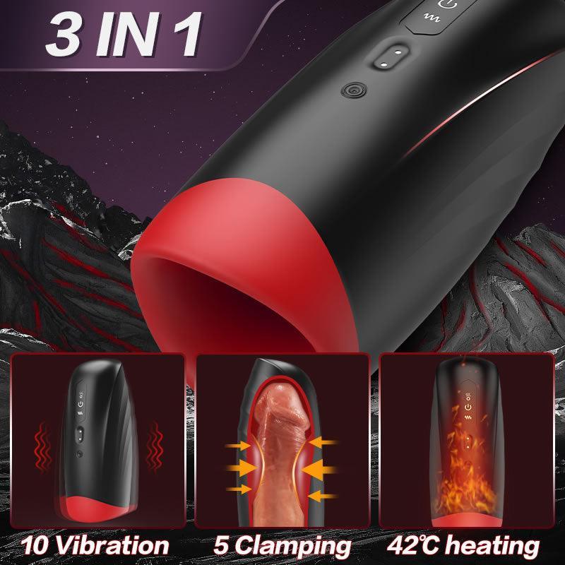 Liam 3 In 1 Clamping Vibrating Heating Powerful Masturbator - Xoxomoving