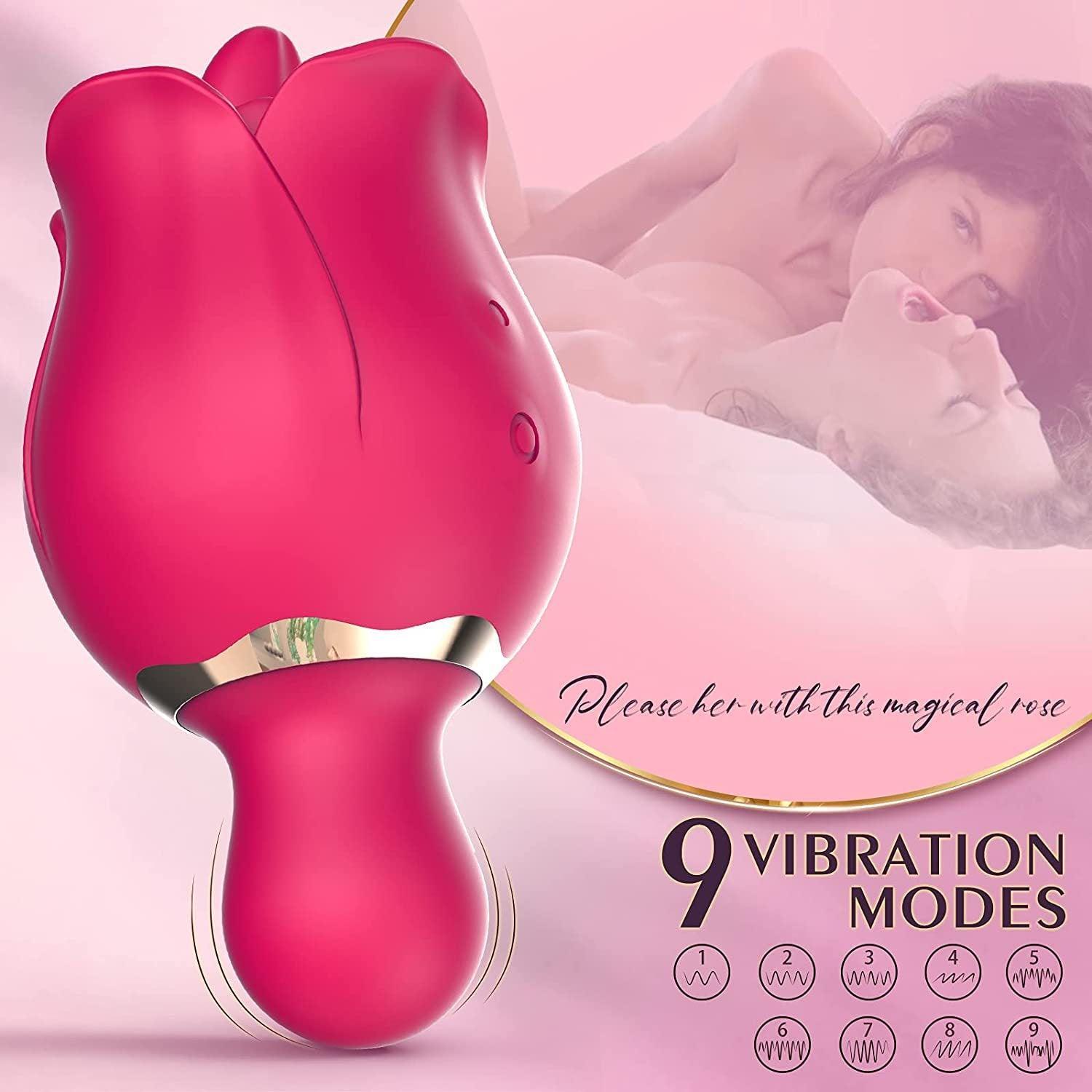 Licking Vibrator Rose Sex Toy with 9 Pleasure Modes, Adult Sex Toys - Xoxomoving