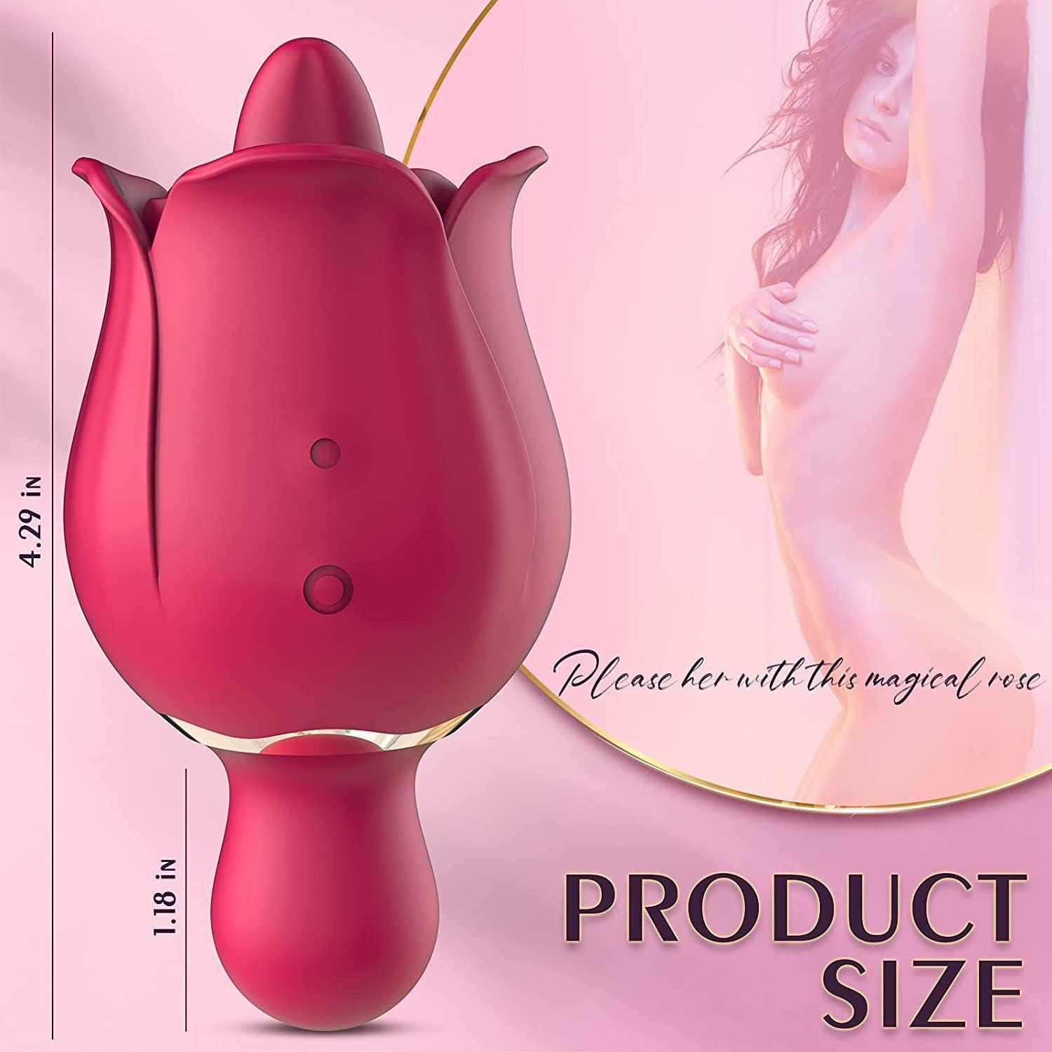 Licking Vibrator Rose Sex Toy with 9 Pleasure Modes, Adult Sex Toys - Xoxomoving