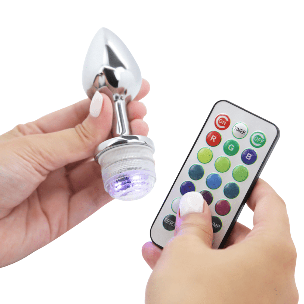 Light-Up Metal Anal Plug with Remote - Xoxomoving