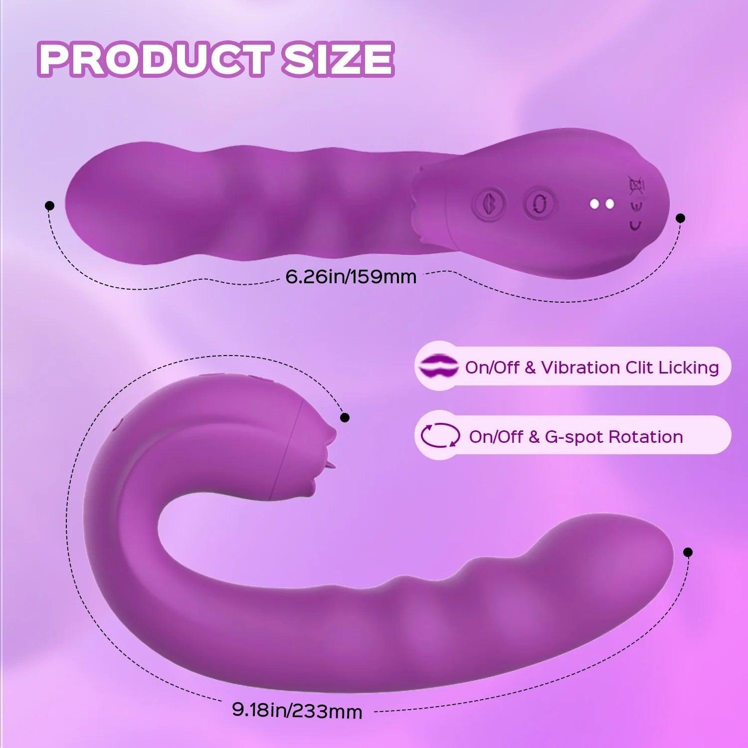 Lilian 3-in-1 Rotating G-Spot Vibrator with Clit Stimulator Tongue - Experience Ultimate Pleasure - Xoxomoving