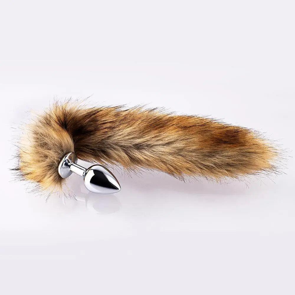 Long Fox Tail Butt Plug - Brown Fur - Xoxomoving