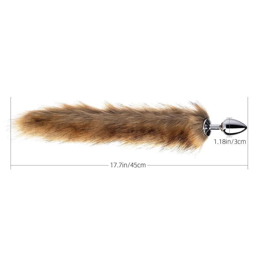 Long Fox Tail Butt Plug - Brown Fur - Xoxomoving