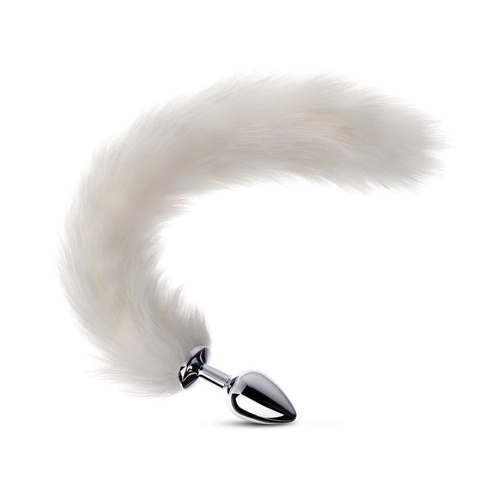 Long Fox Tail Butt Plug - White Fur - Xoxomoving