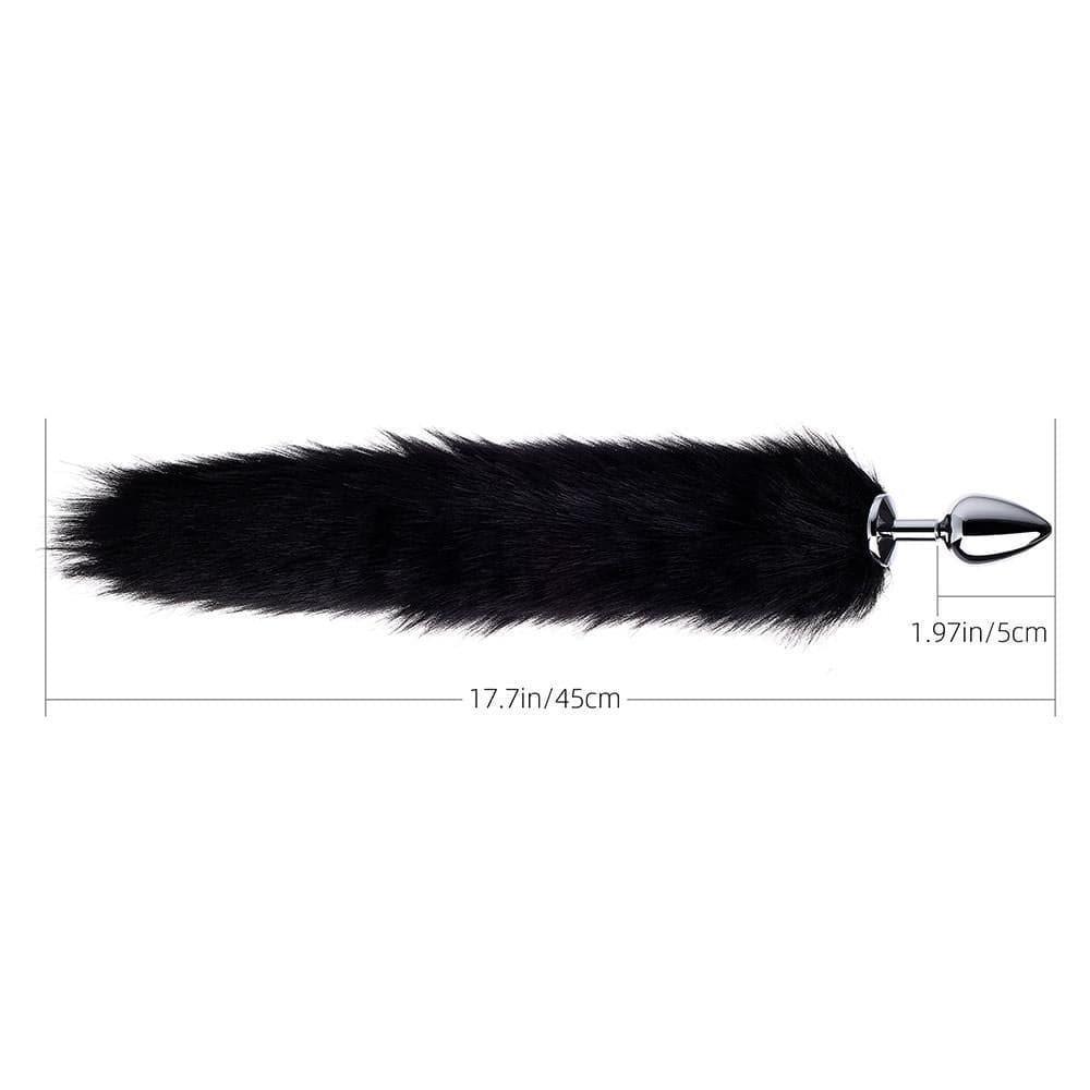 Long Fox Tail Plug - Black Fur - Xoxomoving