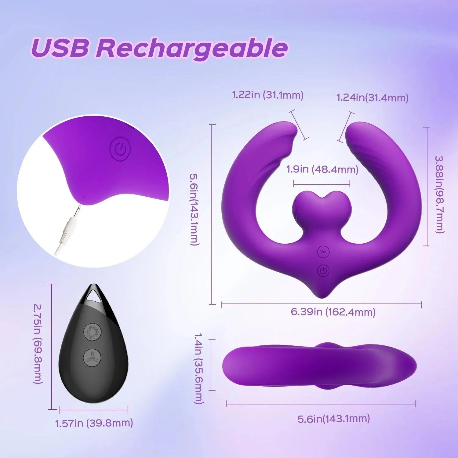 Luv U Double Dildo Couples Vibrator with Remote Control - Xoxomoving