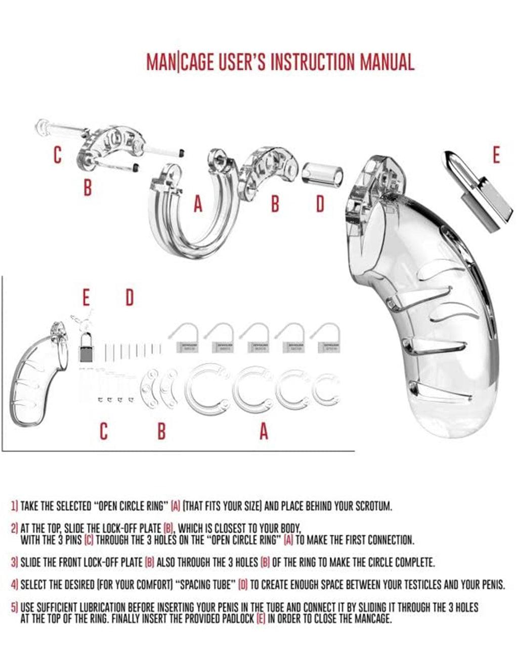 Cage de chasteté transparente modèle 4 de 4,5 pouces