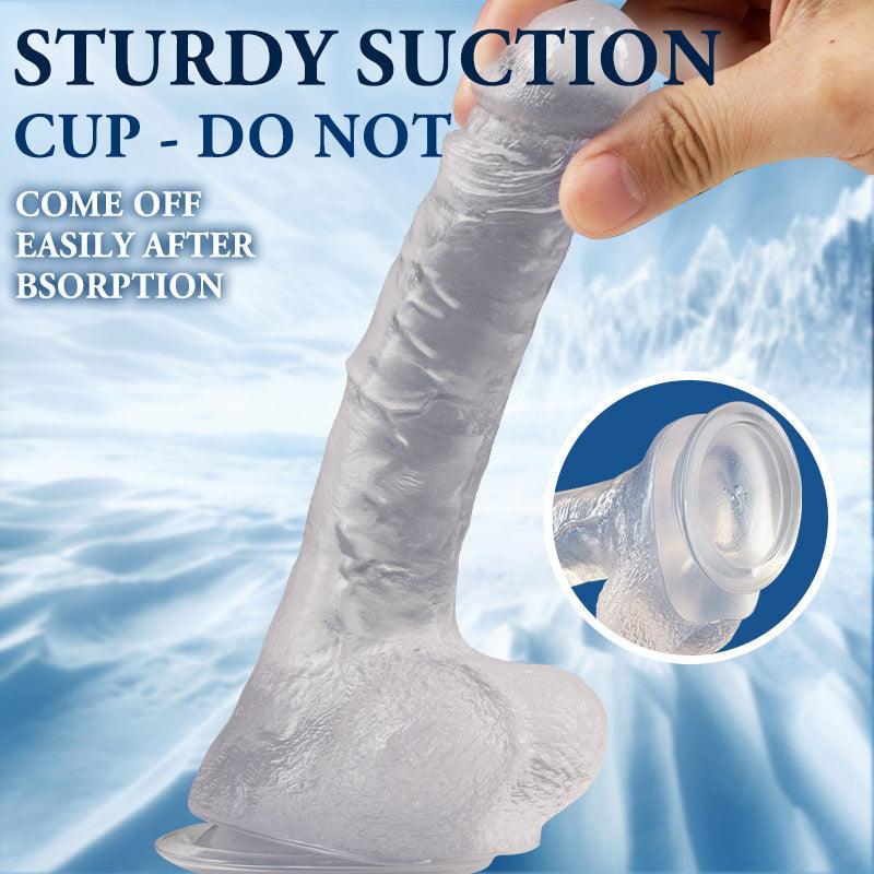 Manual transparent 7.4 IN suction cup large dildo - Xoxomoving