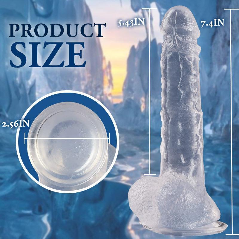 Manual transparent 7.4 IN suction cup large dildo - Xoxomoving