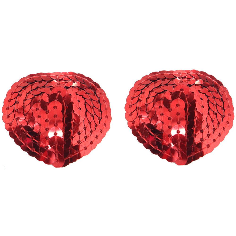 Nipple Couture Red Sequin Heart Covers - Xoxomoving