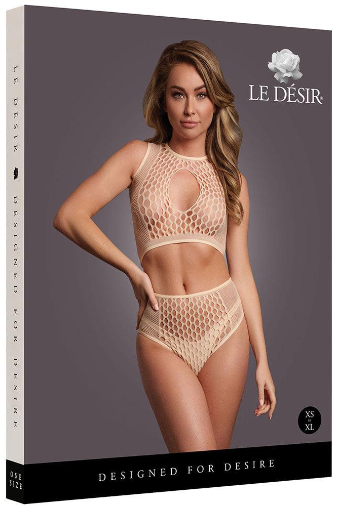 Le Désir Beige Key-Hole Crop Top Set - Xoxomoving