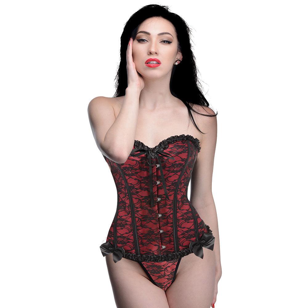 Master Series Scarlet Seduction Red Corset & Thong in XL - Xoxomoving