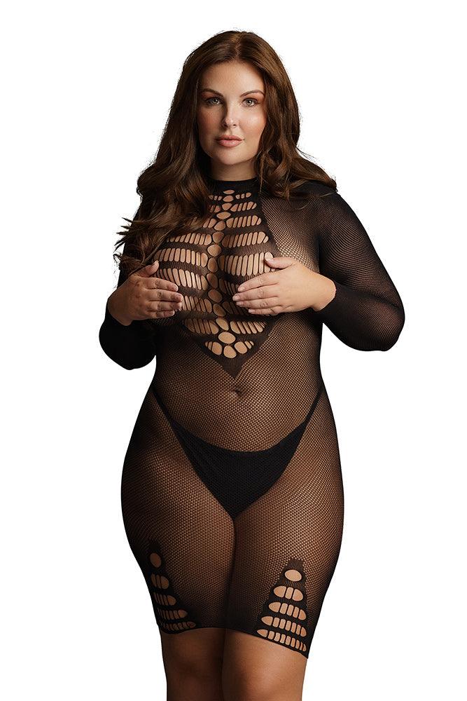 Le Désir Black Long Sleeve Fishnet Dress XL - Xoxomoving