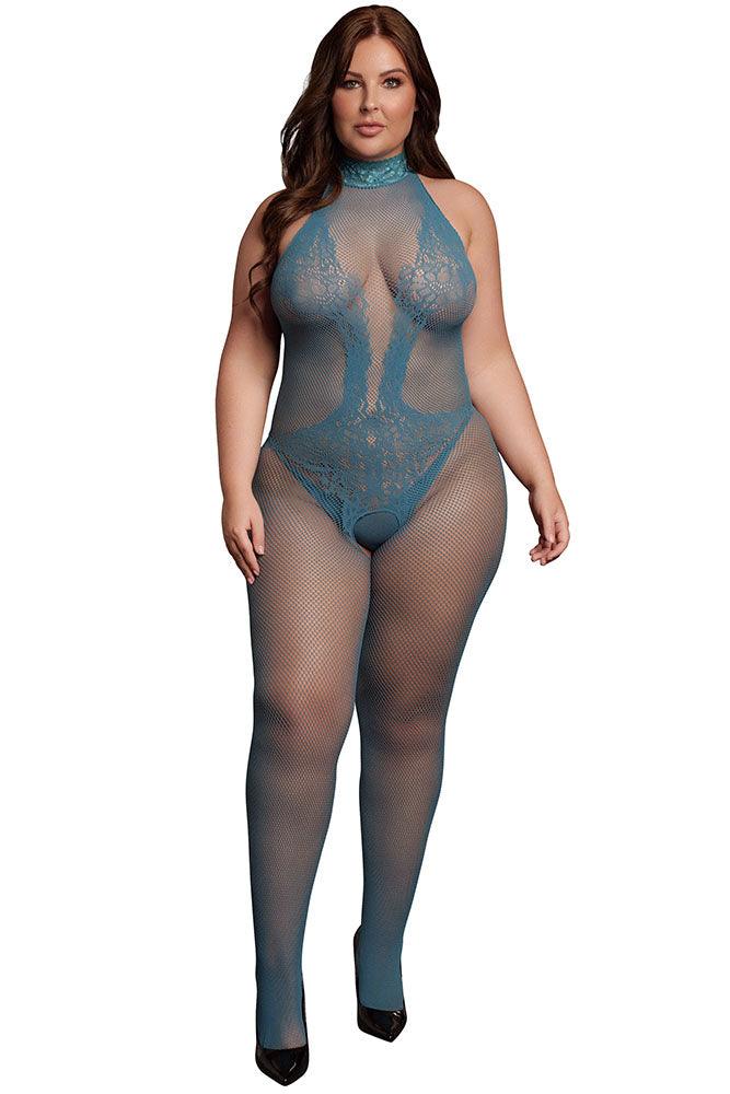 Le Désir Blue Combo Lace Bodystocking XL - Xoxomoving