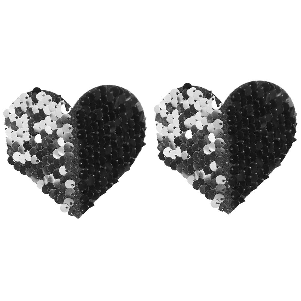 Reversible Heart Sequin Nipple Pasties - Xoxomoving