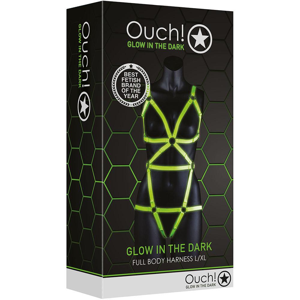 Ouch! Glow In The Dark Full Body Harness /XL - Xoxomoving