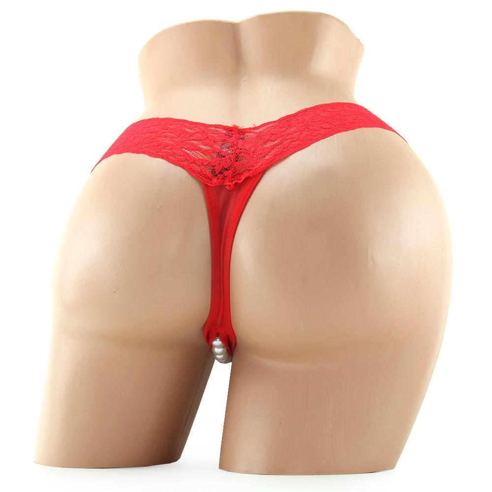 Stimulating Panties with Pearl Pleasure Beads Red /L - Xoxomoving