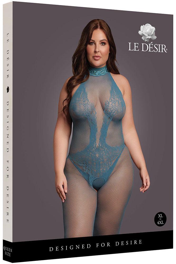 Le Désir Blue Combo Lace Bodystocking XL - Xoxomoving