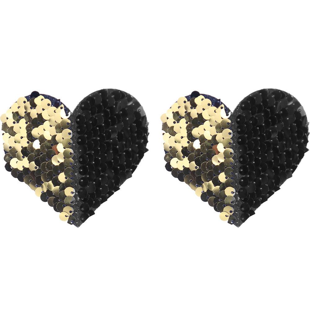 Reversible Heart Sequin Nipple Pasties - Xoxomoving