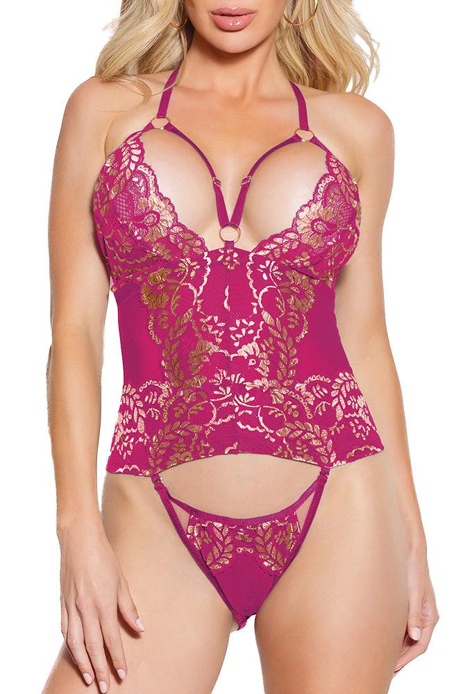 Pink Pussycat Pink Gold Trimmed Cami & Panty Set - Xoxomoving