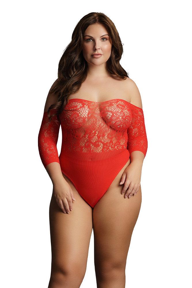 Le Désir Red Crotchless Rhinestone Teddy XL - Xoxomoving