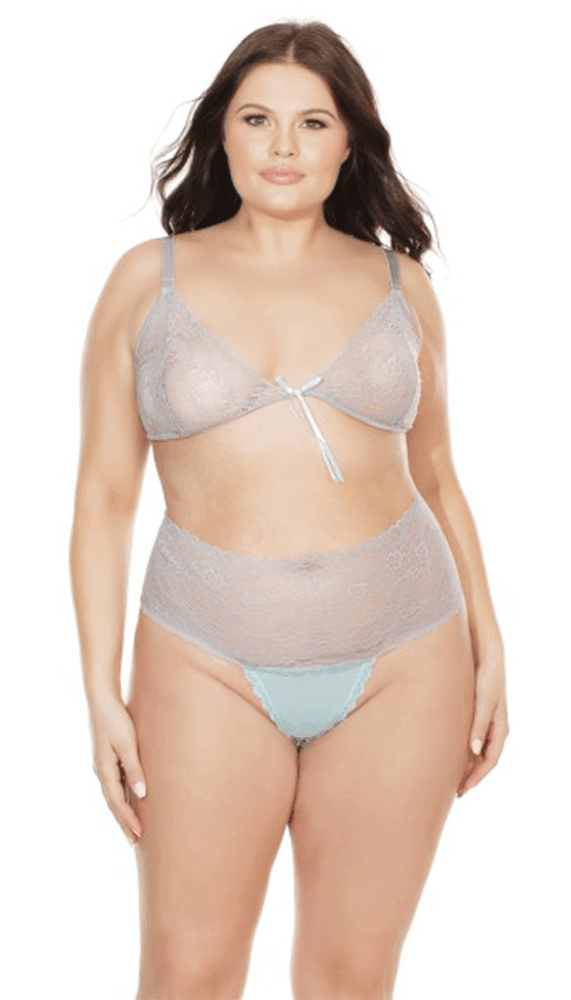 Misty Blue And Grey Bra And Panty Set - Xoxomoving