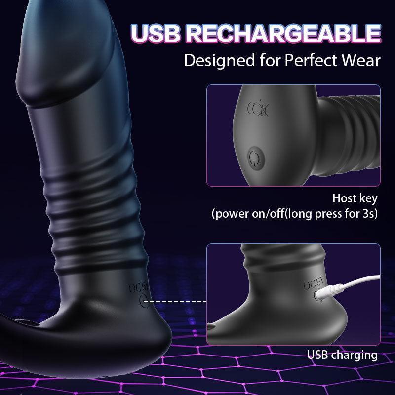 Moore - 10 Thrilling Vibration 3 Thrusting Silicone Remote Control Cock Ring Anal Vibrator - Xoxomoving