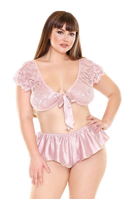 Norah Tie Front Top & Flutter Panty Lingerie Set - Xoxomoving