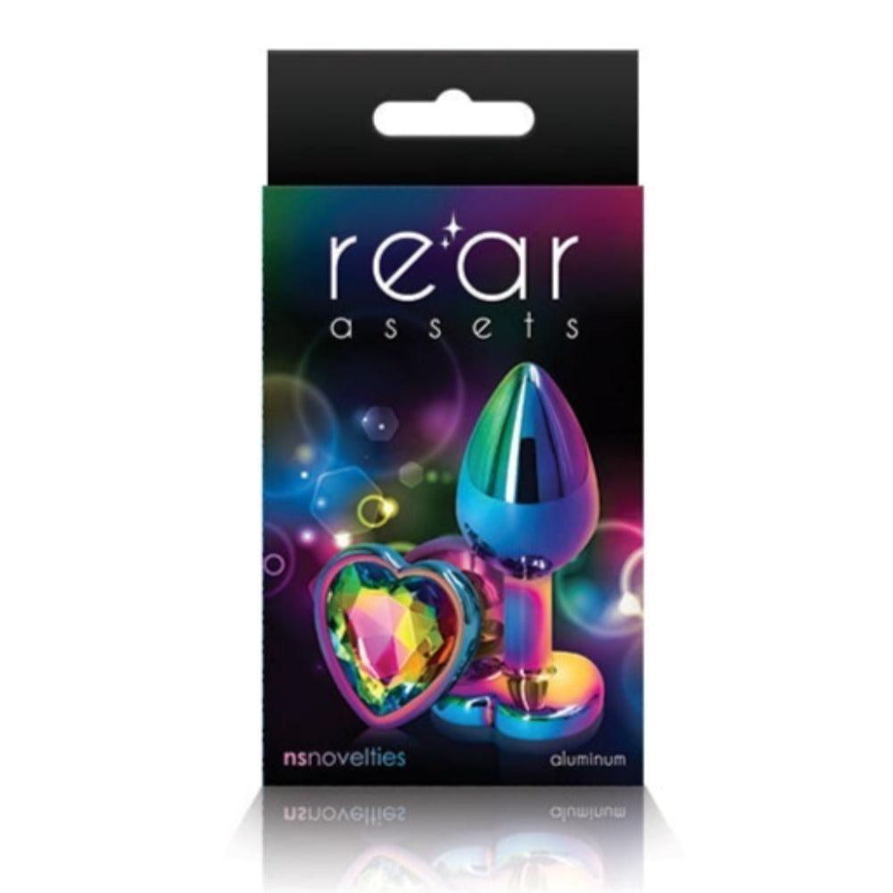 NS Novelties Rainbow Heart Jeweled Metal Butt Plug - Xoxomoving