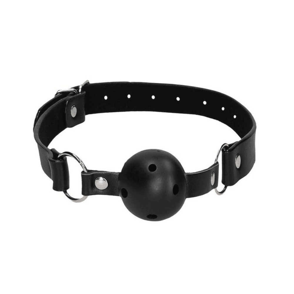 Ouch! Breathable Ball Gag with Bonded Leather Straps - Xoxomoving