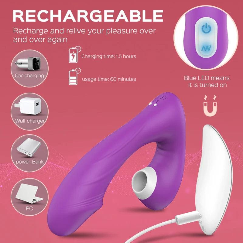 Paula - Remote Clitoral Sucking G Spot Vibrator 9 Vibrations & Suctions - Xoxomoving