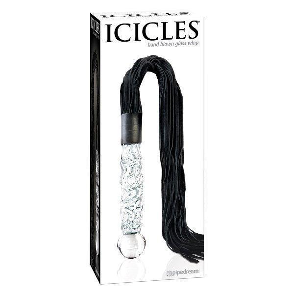 Icicles #38 Handblown Glass Dildo Leather Whip - Xoxomoving