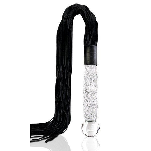 Icicles #38 Handblown Glass Dildo Leather Whip - Xoxomoving