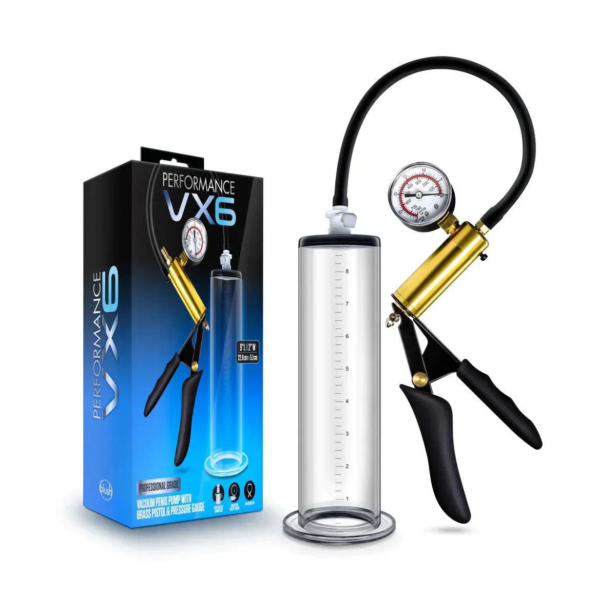 Performance VX6 Vacuum Penis Pump with Brass Pistol & Pressure Gauge - Xoxomoving