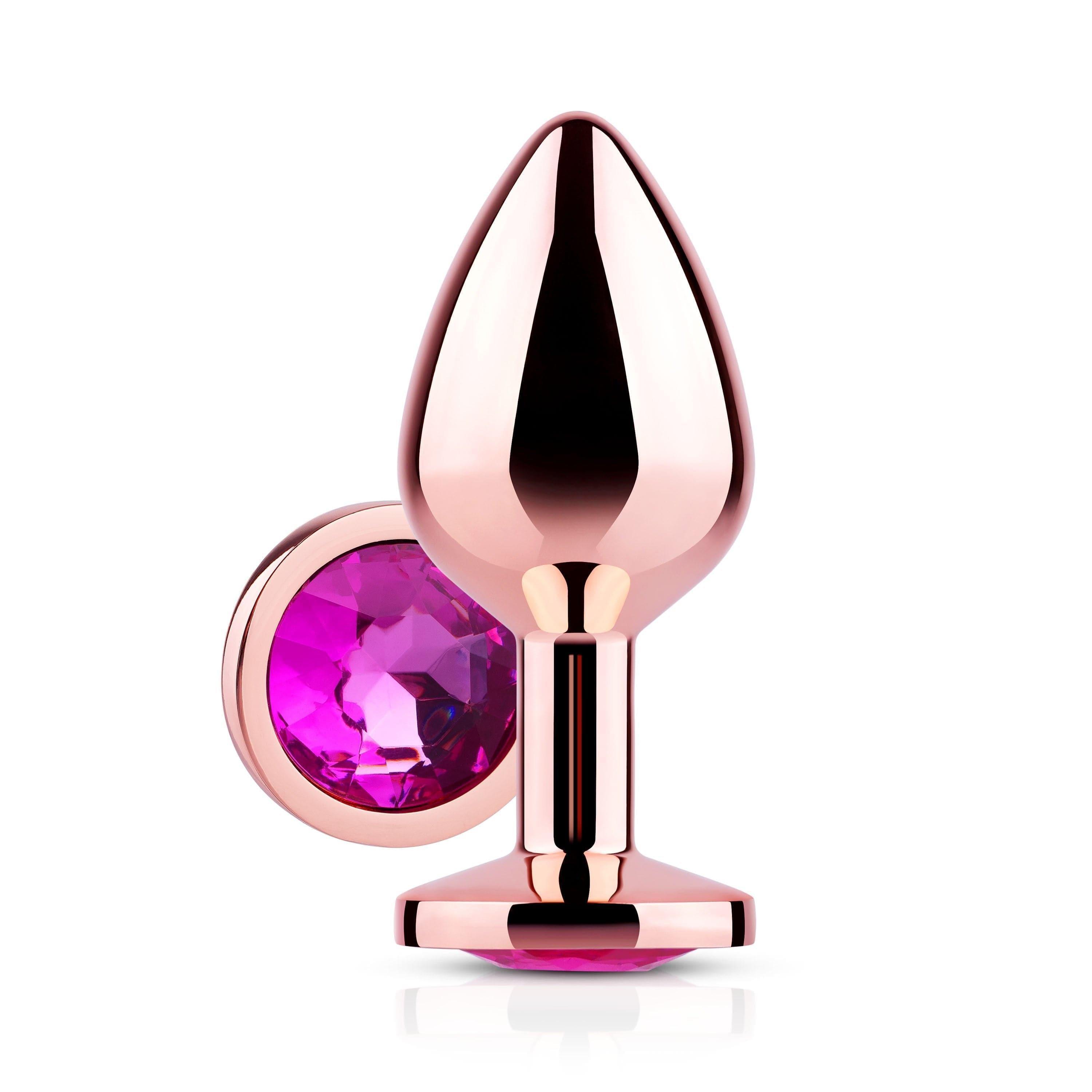 Pink Gem Rose Gold Metal Butt Plug - Xoxomoving