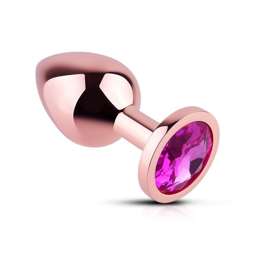 Pink Gem Rose Gold Metal Butt Plug - Xoxomoving